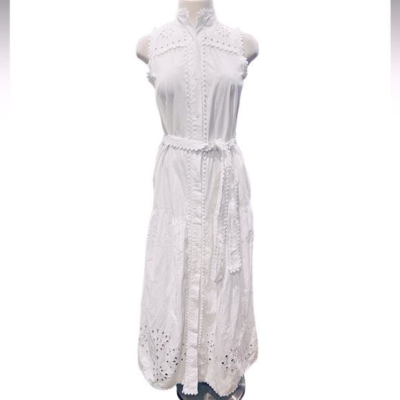 Avec Les Filles Eyelet Embroidery Sleeveless Maxi Dress White Size XS NWT - Picture 2 of 13